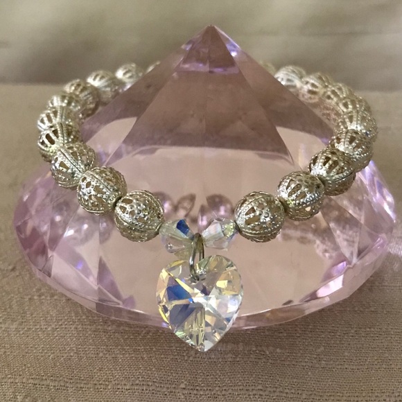 Jewelry - Swarovski Crystal Heart Charm Bracelet